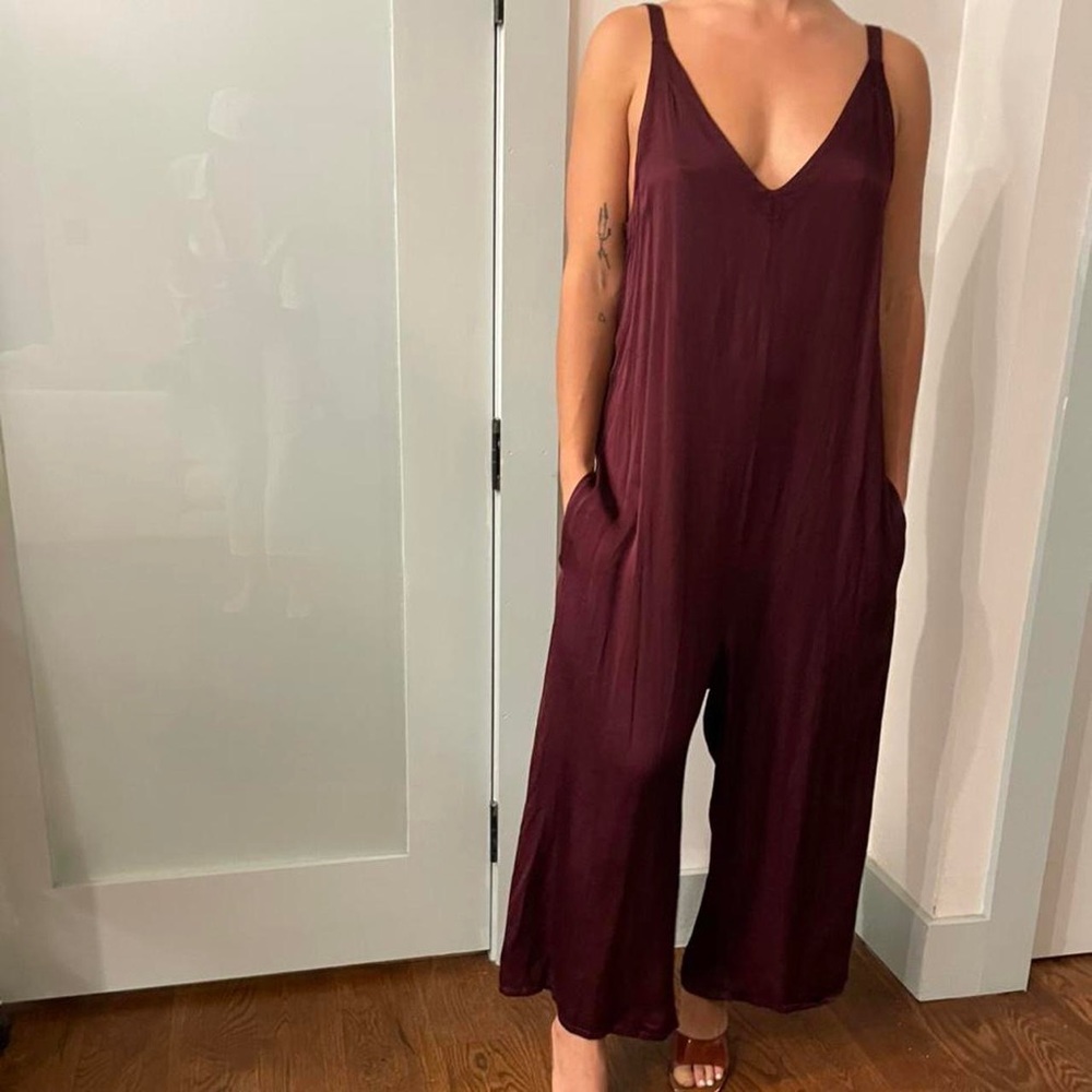 LACAUSA Santi jumpsuit in burgundy.